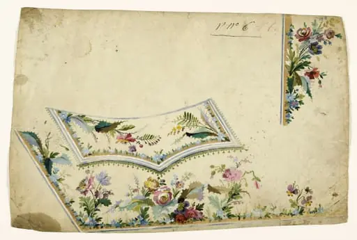 Composition florale aux bleuets, projets de broderies de gilet, XVIIIème siècle