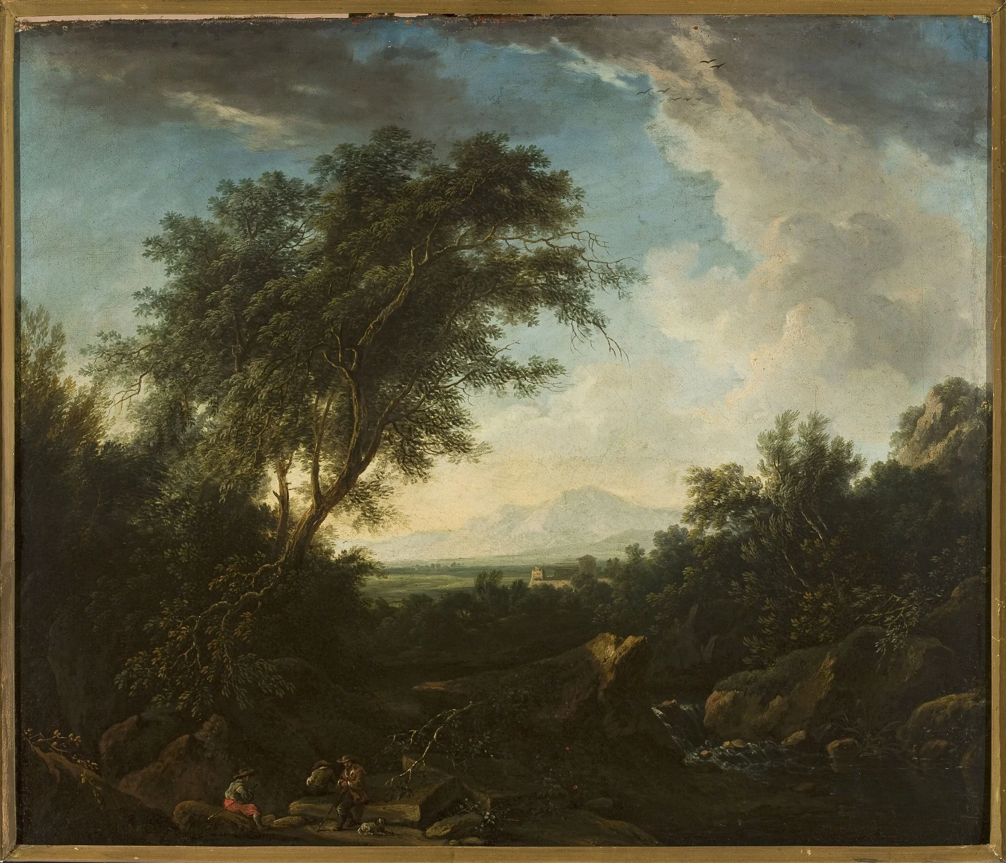 Landscape, by Cornelis Huysmans, oil, 1697