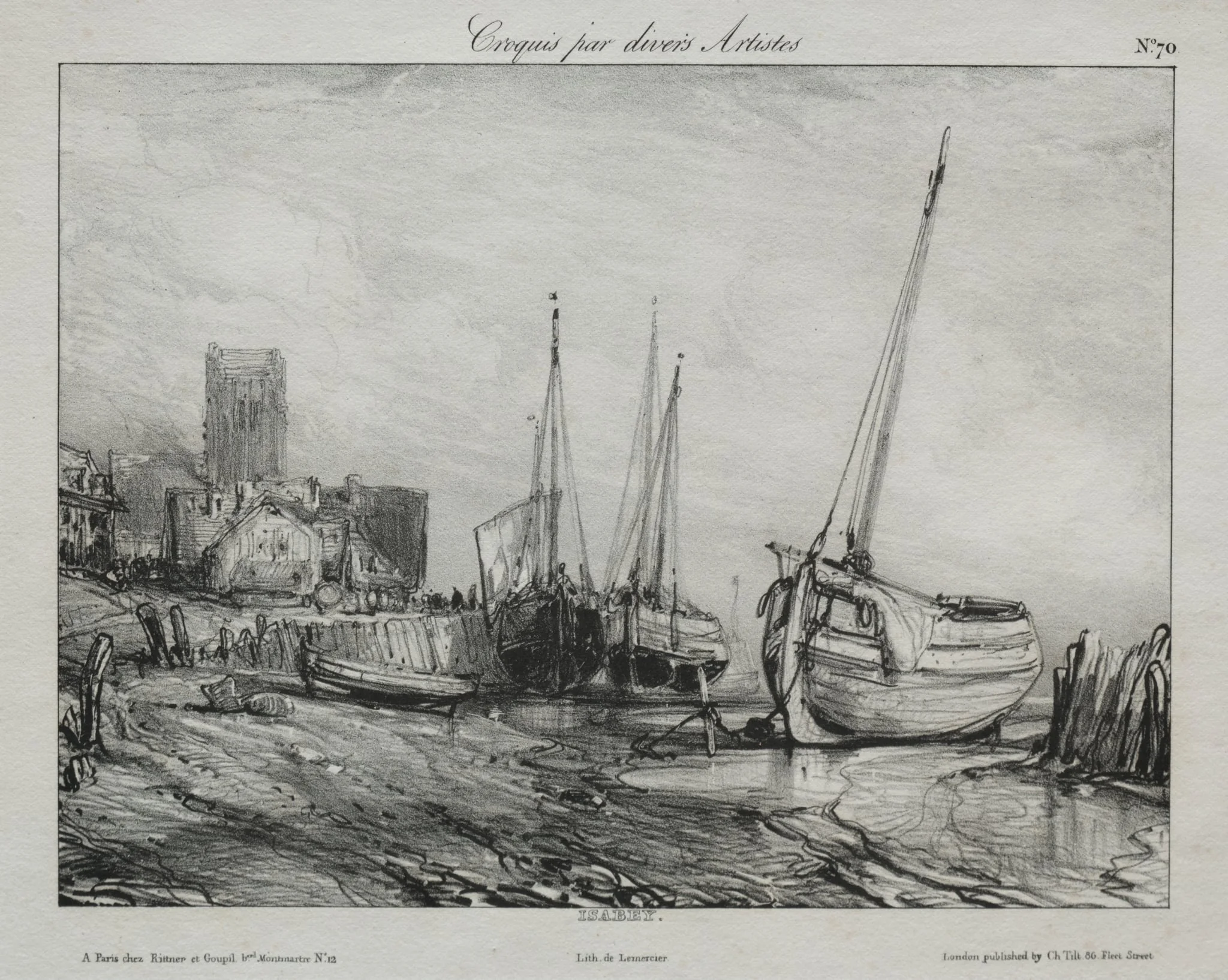 Fishing Boats along the Beach, by Eugène Isabey, 1830
