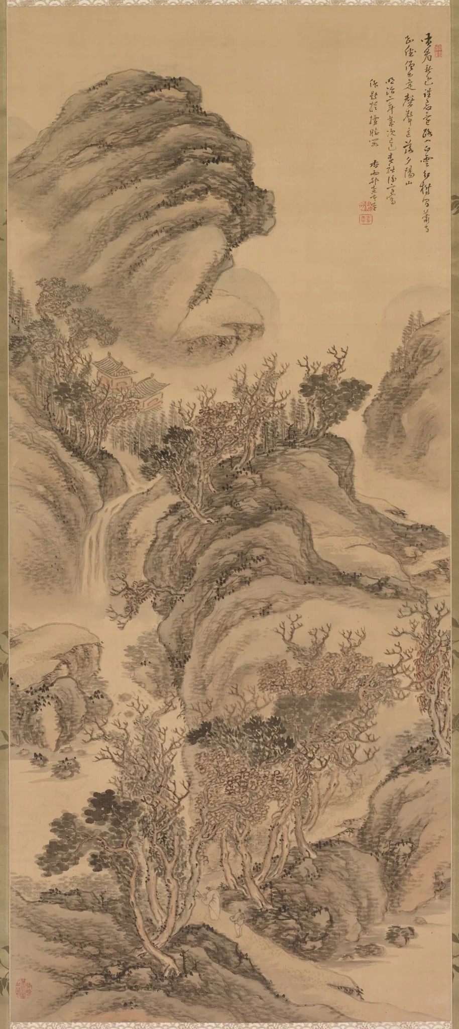 Sunset over Autumn Mountains, by Hoashi Kyōu, unspecified, 1869