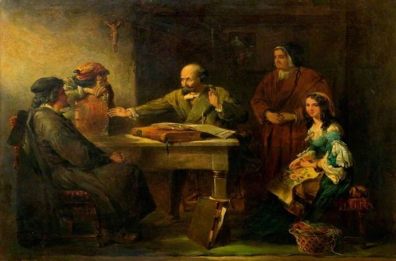 Don Quixote Disputing with the Priest and the Barber (from Cervantes' novel)