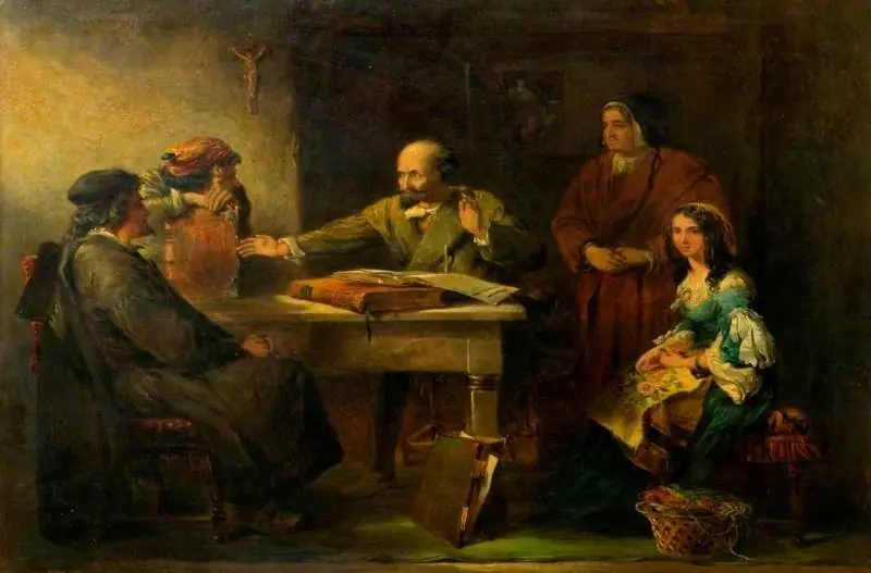 Don Quixote Disputing with the Priest and the Barber (from Cervantes' novel)
