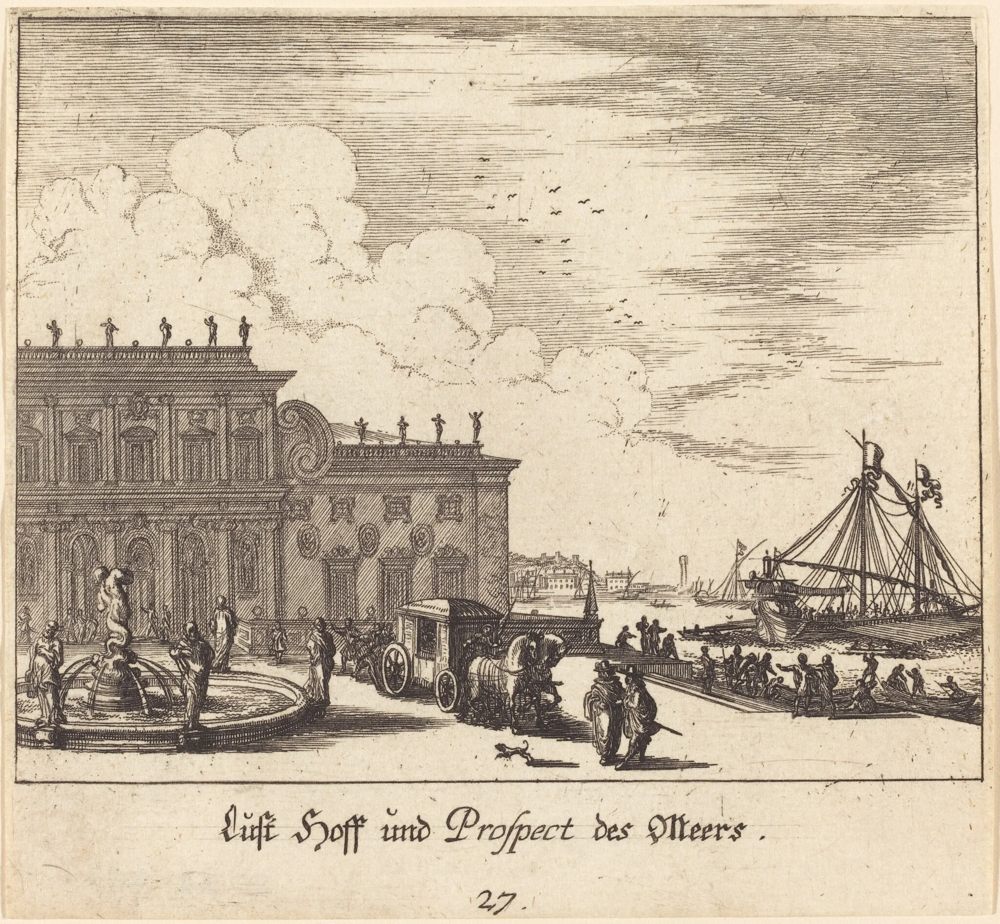 View of Meers, by Melchior Küsel, ink, 1681