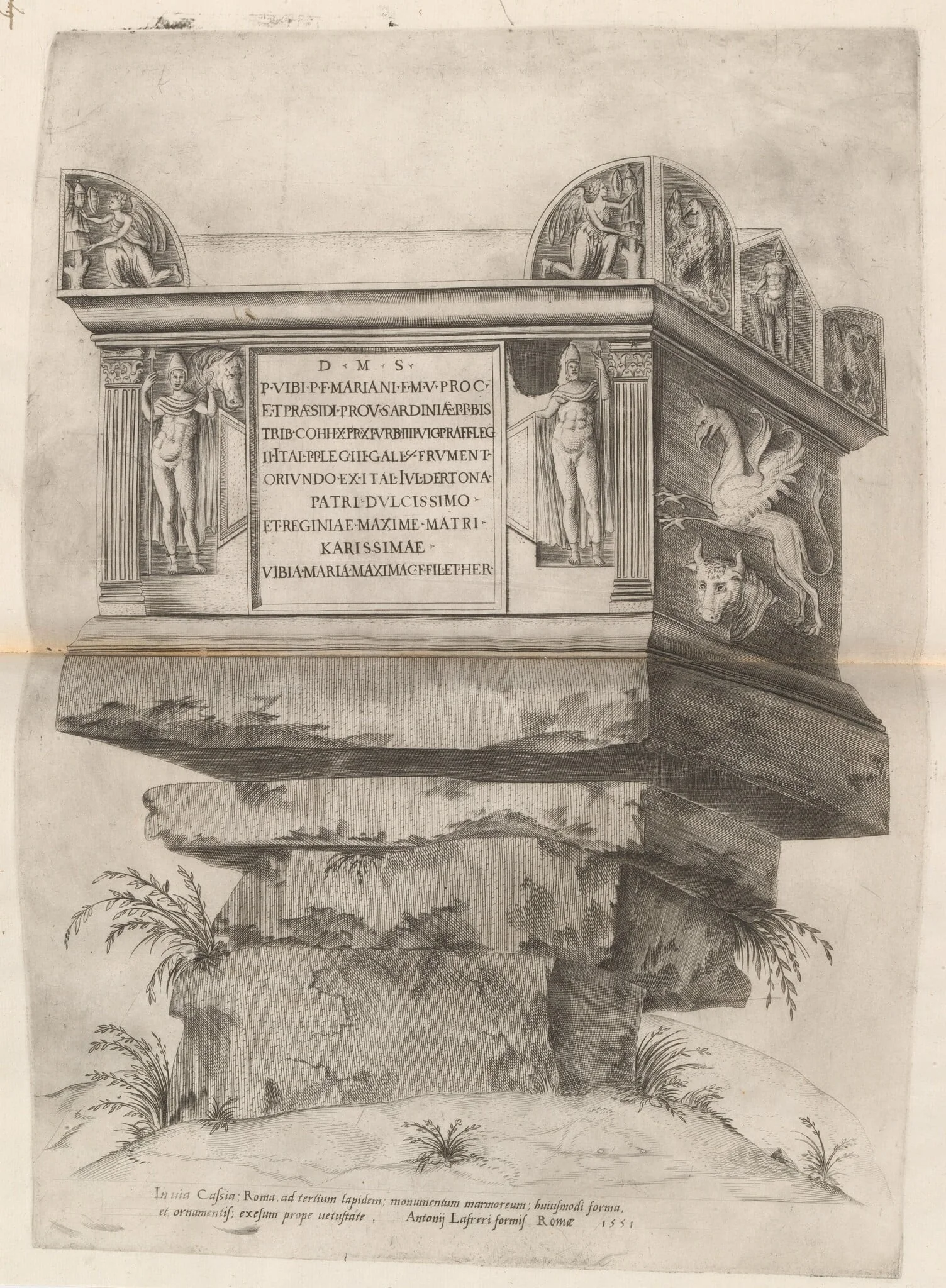 Tomb of Nero, by Italian 16th Century, ink, 1551