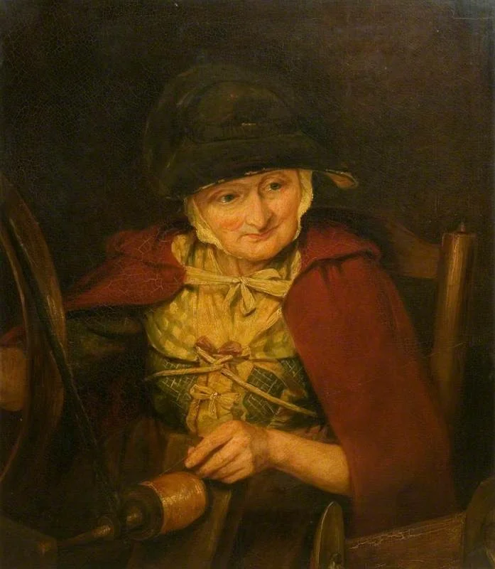 An Old Woman Spinning, by Margaret Sarah Carpenter, oil, 1816