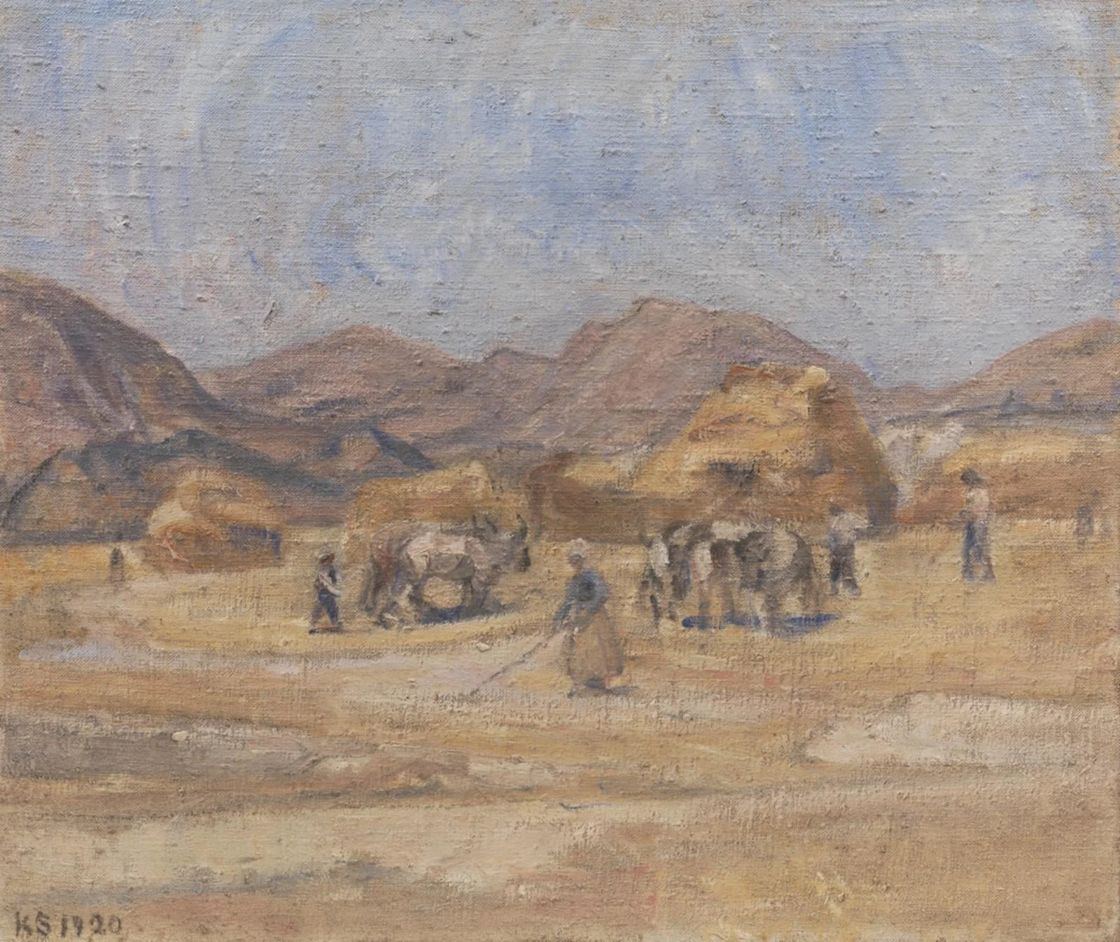 Tærskepladsen i Cività d'Antino, by Unknown, 1920