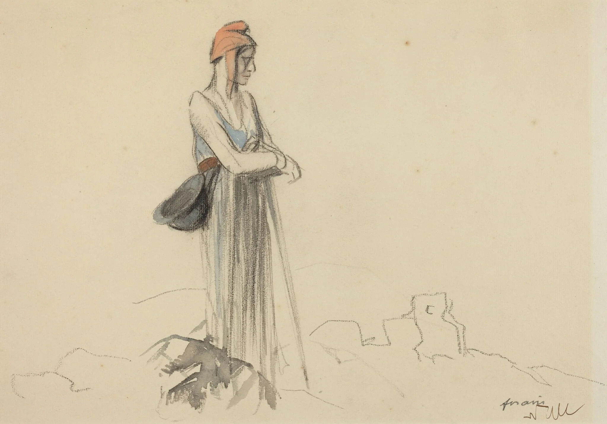 La France attend (France Waits), by Jean-Louis Forain, watercolor, 1916