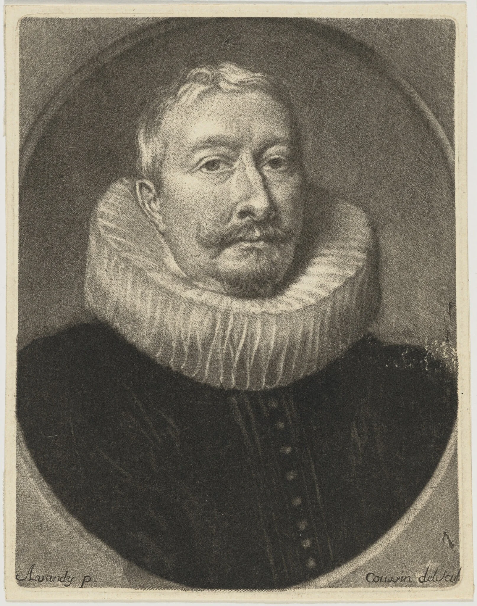 Unknown Man, by Louis Coquin, ink, 1656