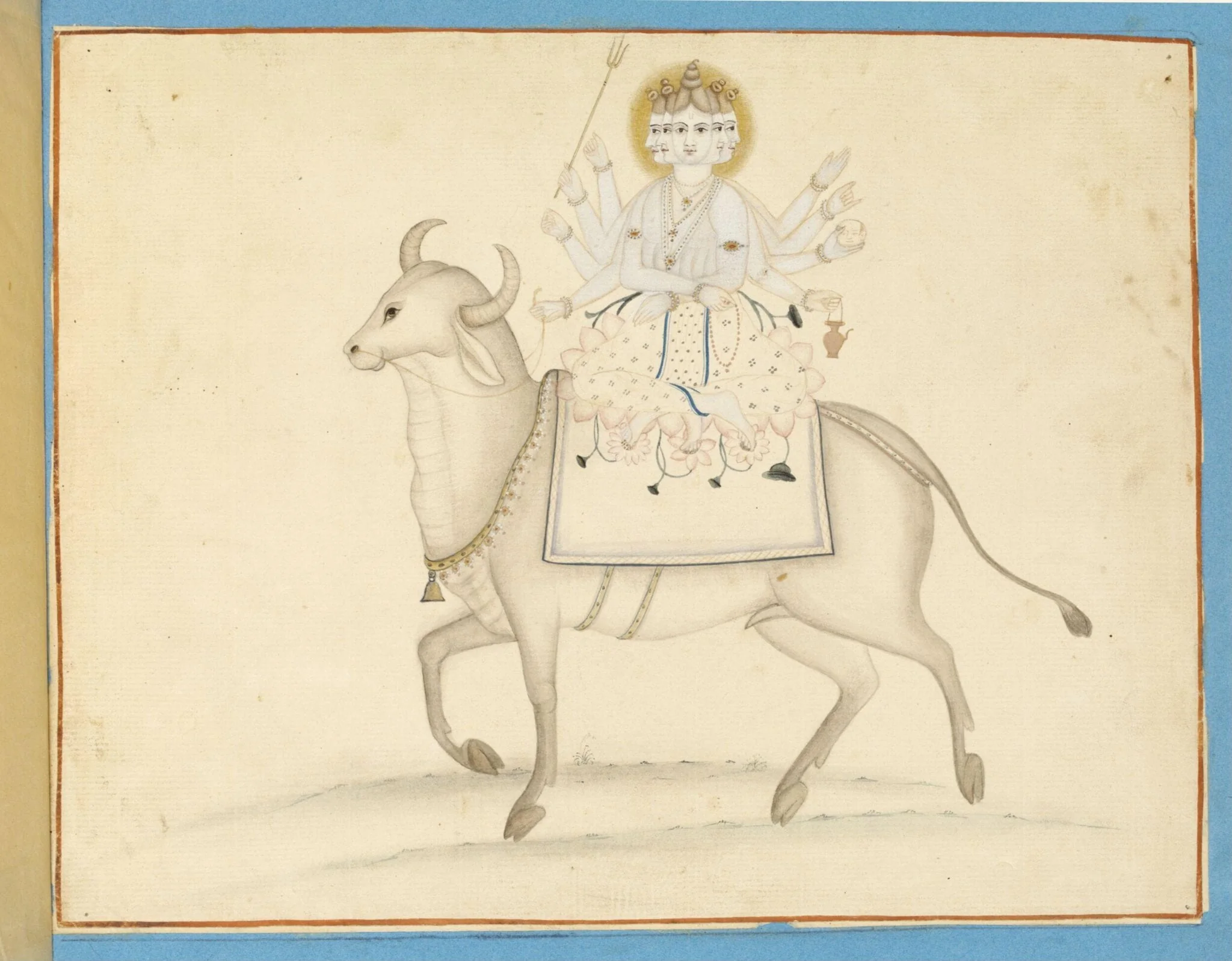Shiva riding on Nandi, by Unknown, paint, 1850