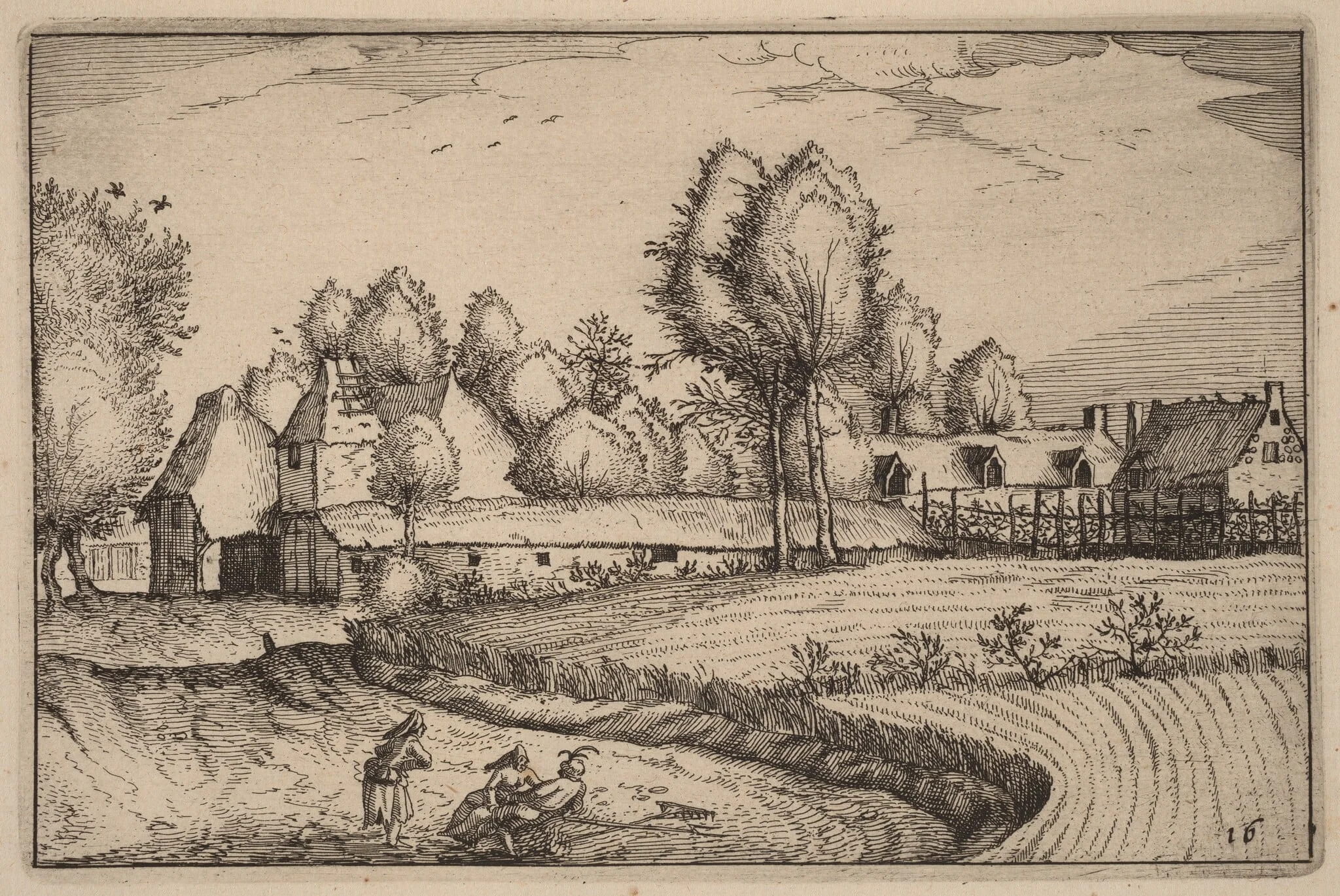 Road along a Field, by Claes Jansz Visscher, ink, 1612