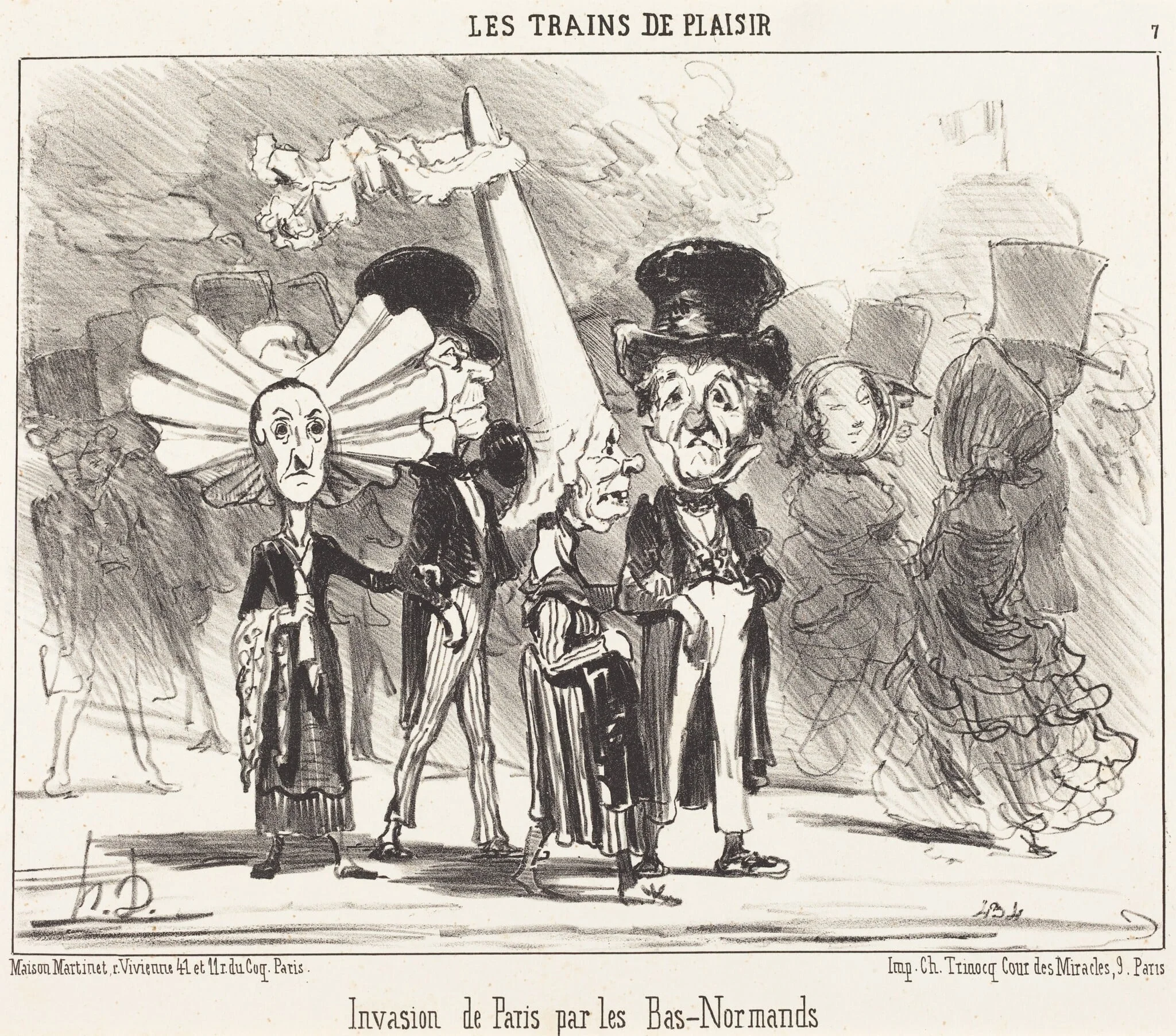 Invasion de Paris par les Bas-Normands, by Honoré Daumier, ink, 1852
