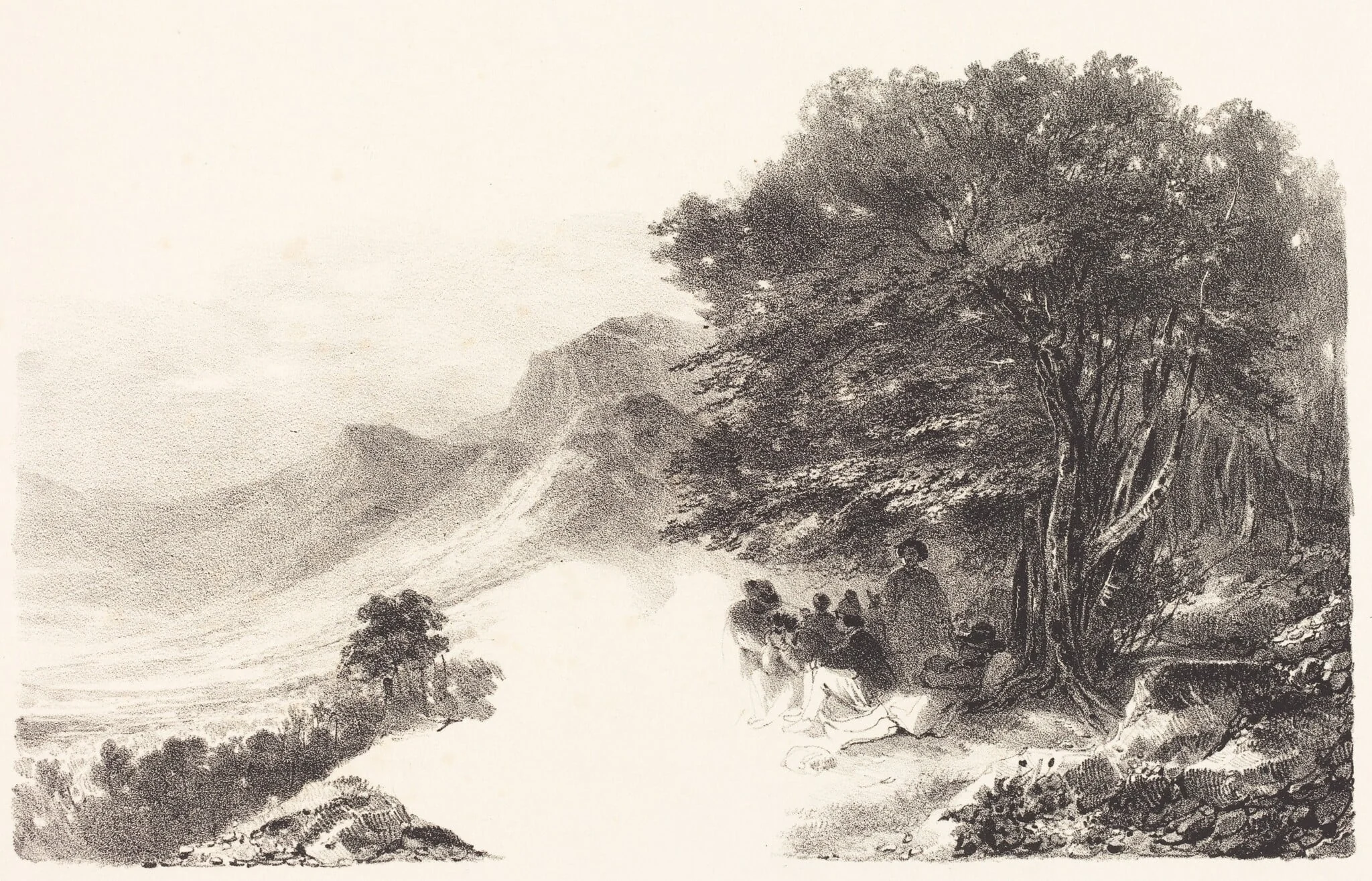 Paysans se reposant dans la Campagne (Peasants Resting in the Countryside), by Nicolas Toussaint Charlet, ink, 1831