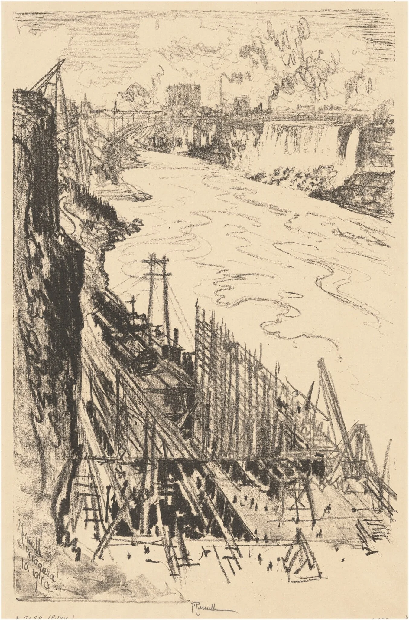 Building a Power House, by Joseph Pennell, ink, 1910