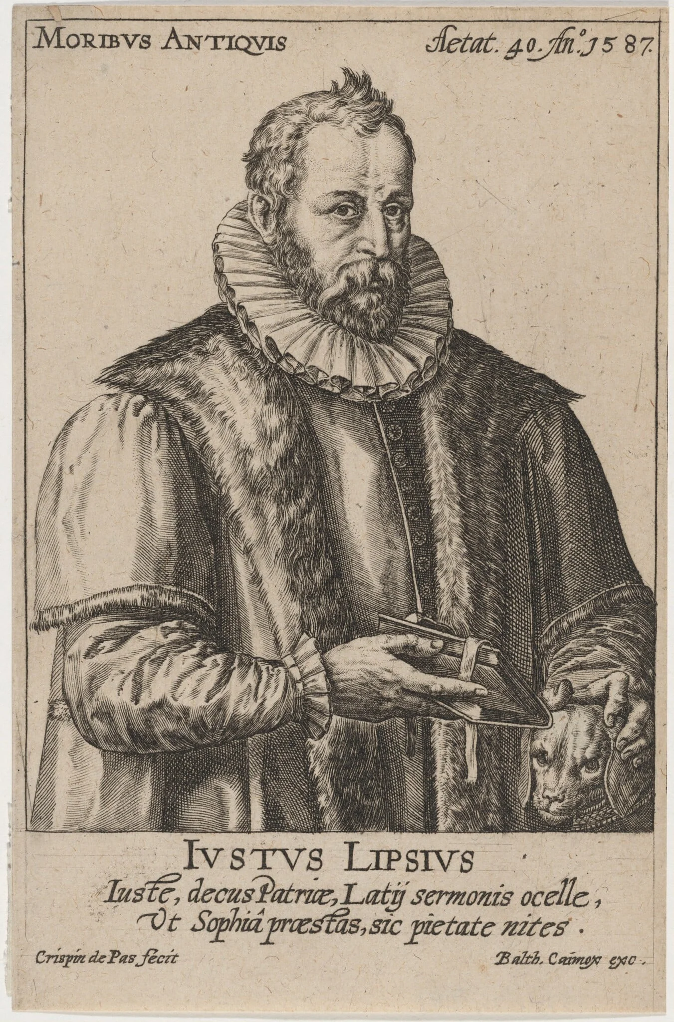 Justus Lipsius, by Crispijn van de Passe I, ink, 1587