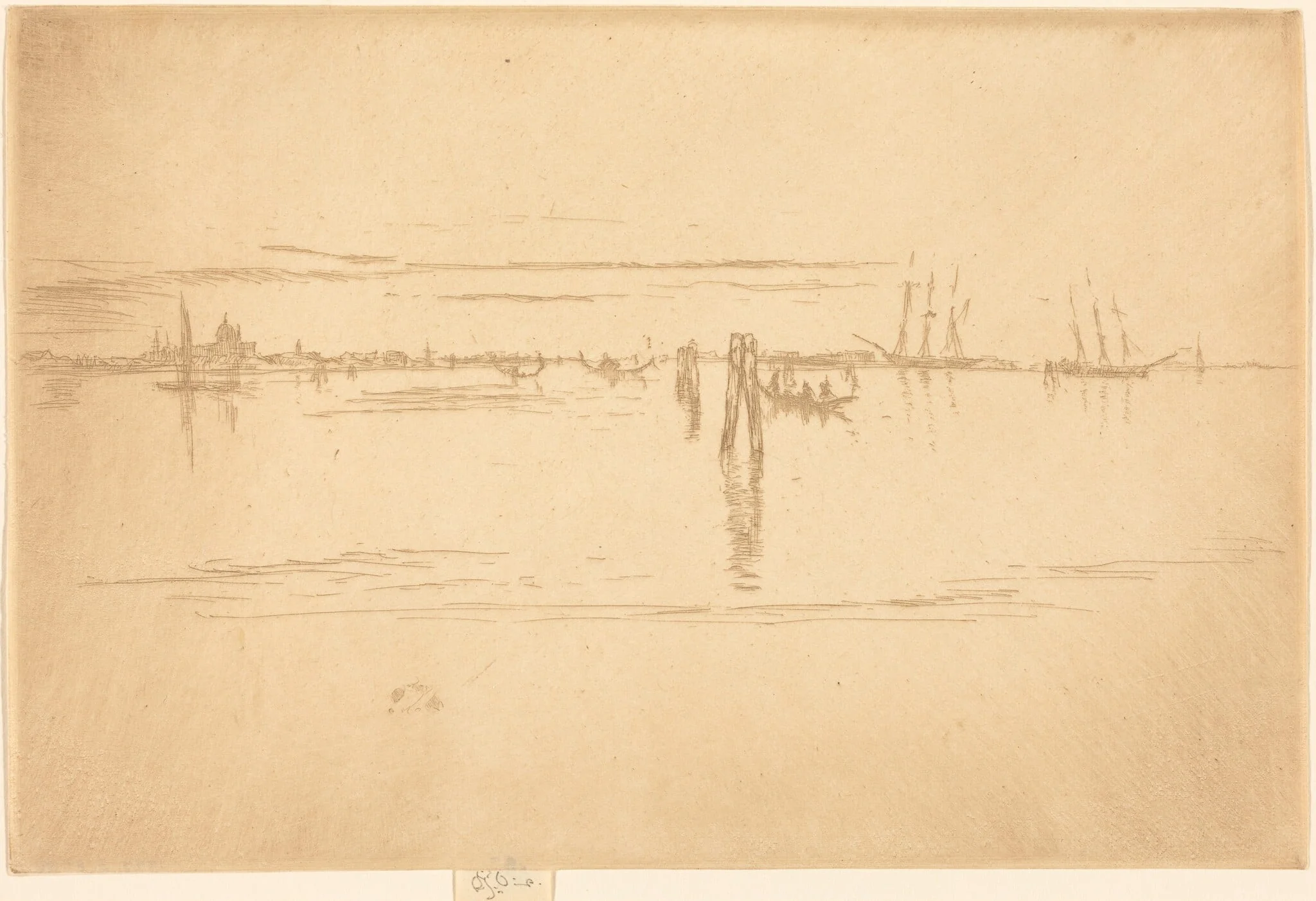 Long Lagoon, by James McNeill Whistler, ink, 1880
