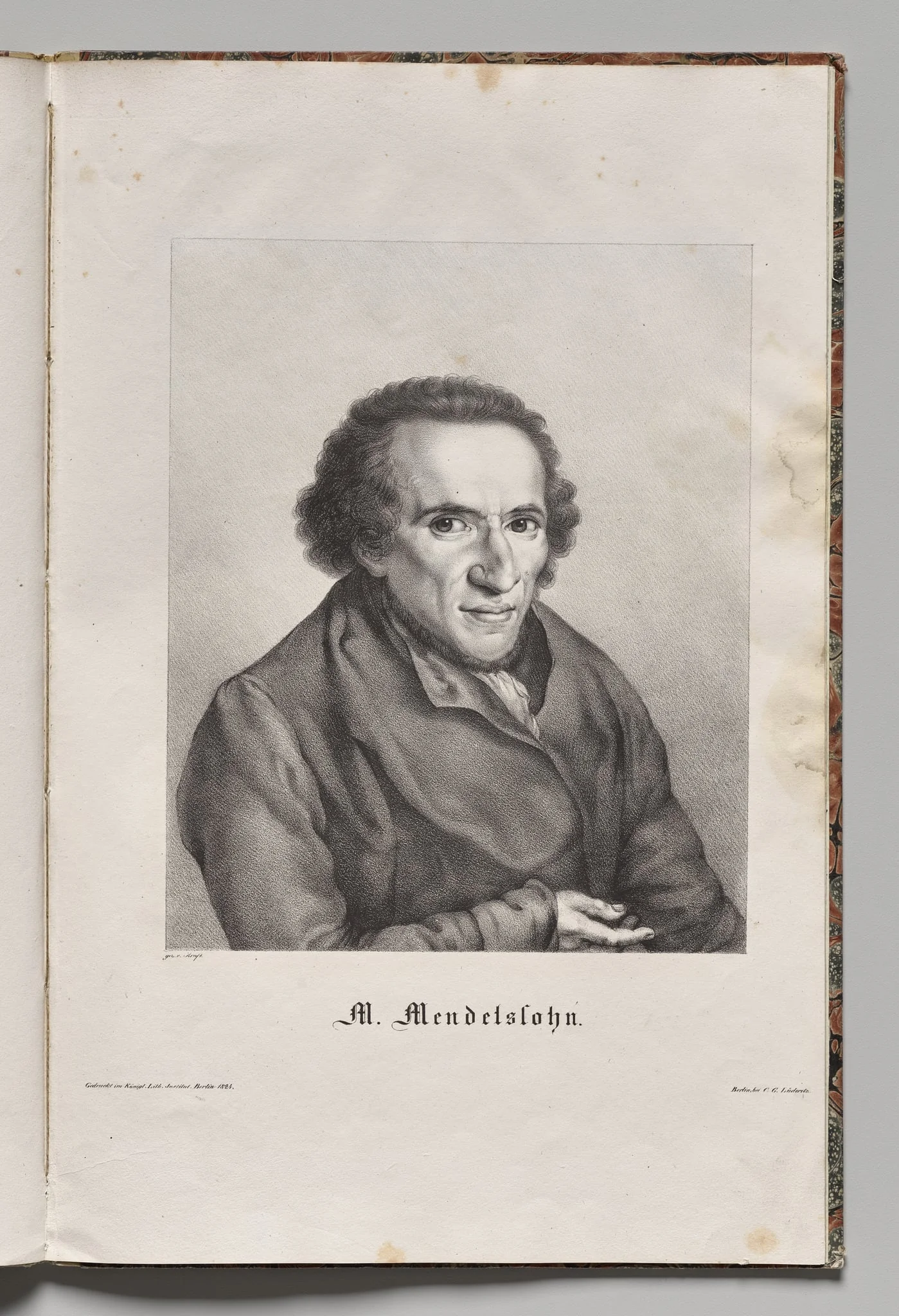 Germany's Famous Authors:  Portrait of Moses Mendelssohn, by Gustav Karl Friedrich Lüderitz, 1824