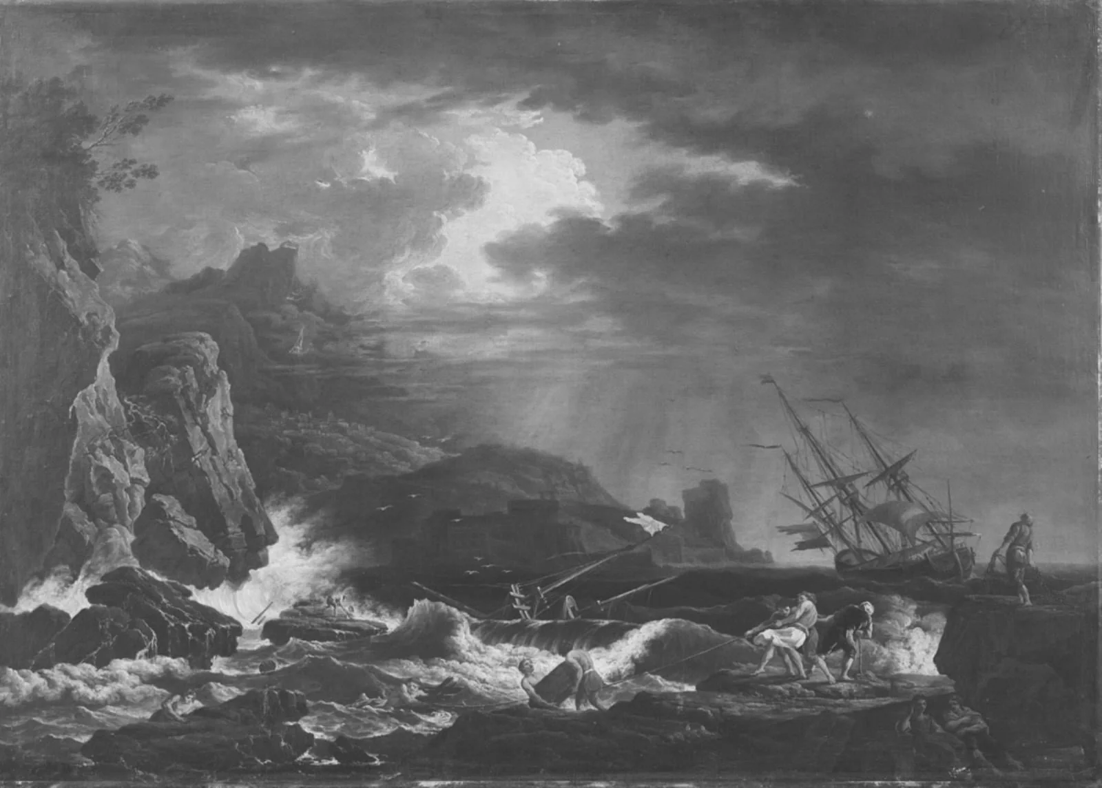 Seascape, Gale, by Unknown, 1750