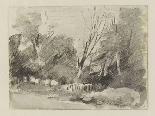 Two sketches on one sheet: a countryman walking, and a group of people beside two donkeys.