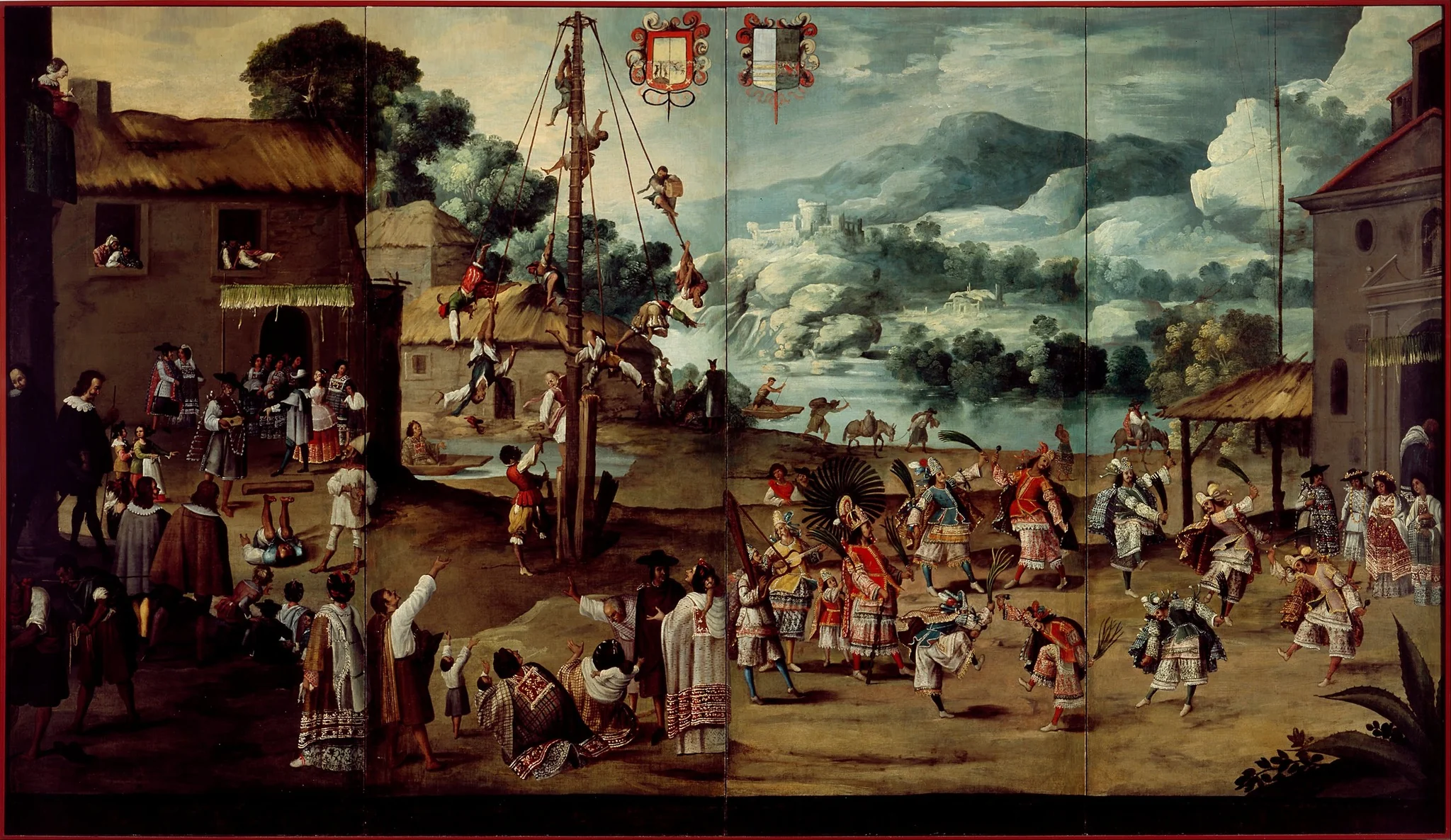 Folding Screen with Indian Wedding and Flying Pole (Biombo con desposorio indígena y palo volador)