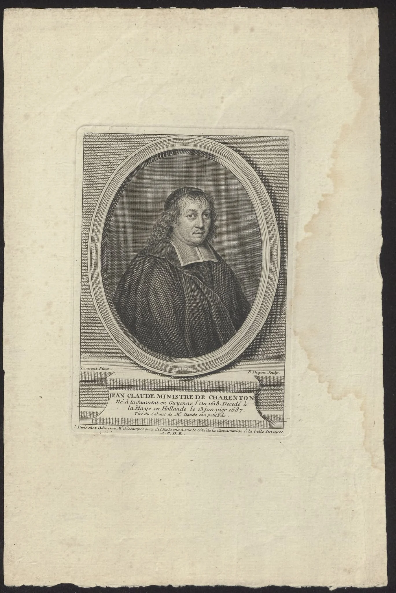 Portrait of Jean Claude, Ministre de Charenton