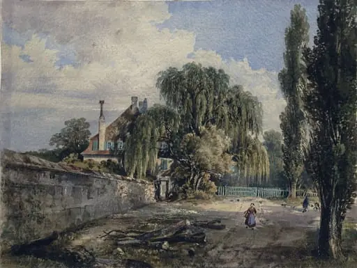 Old country house with trees