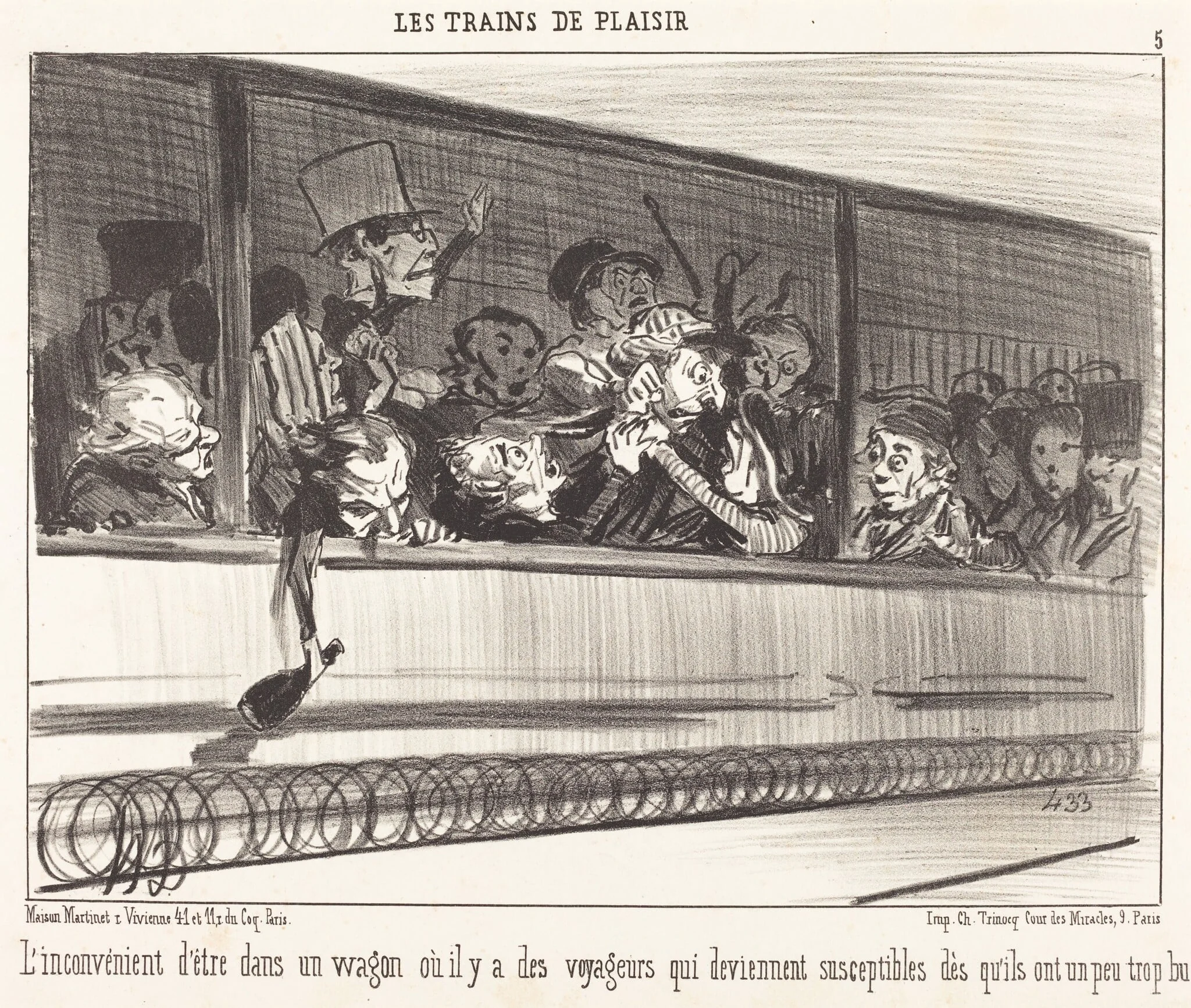 L'Inconvénient d'être dans un wagon..., by Honoré Daumier, ink, 1852