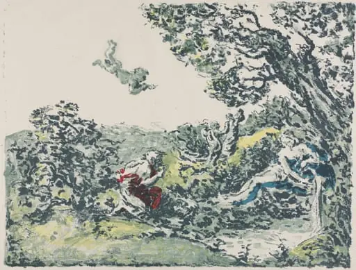 Satyr and Flying Cupid