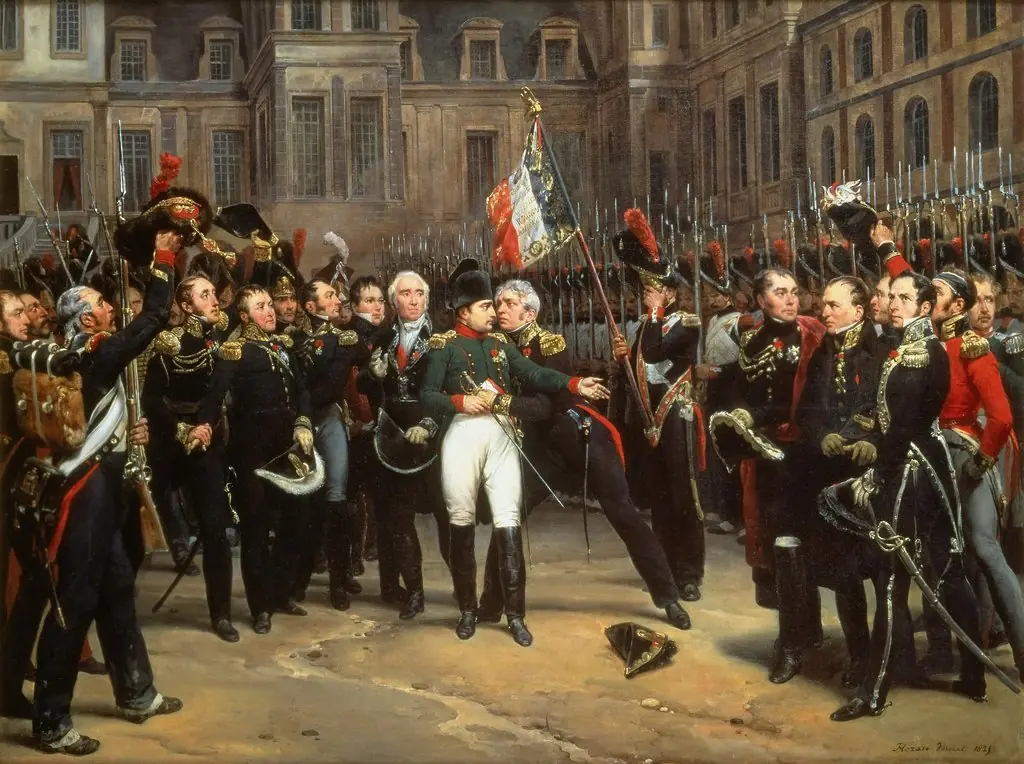 Napoleon bids farewell to his Guard at Fontainebleau on 20 April 1814