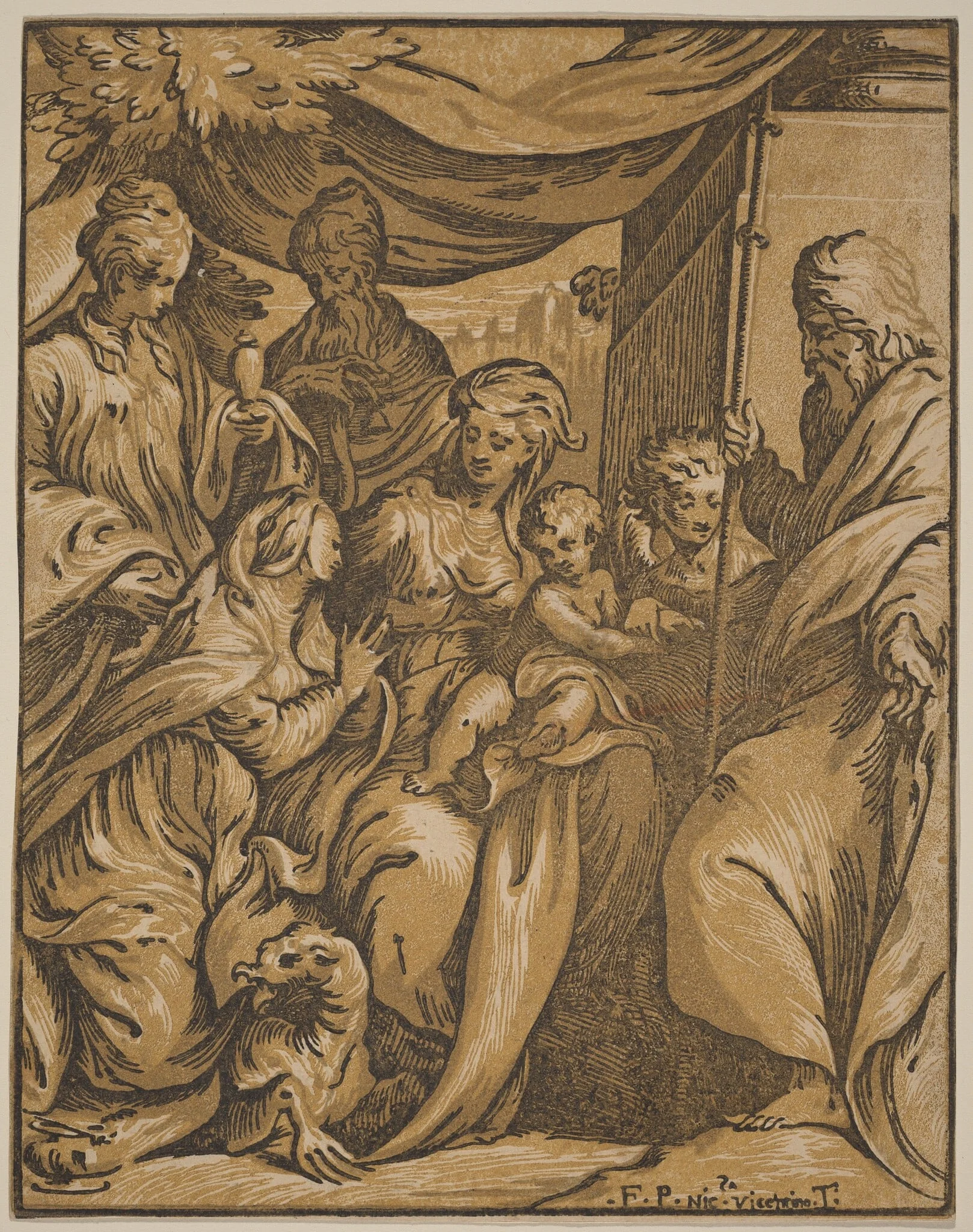 The Virgin and Child with Saints, by Giuseppe Nicolo Vicentino, ink, 1515