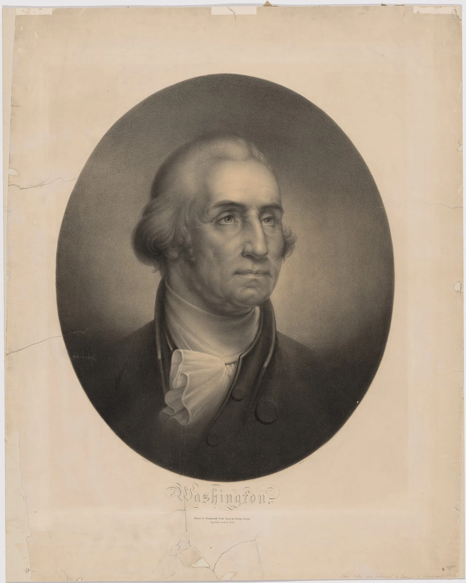 Washington, by Rembrandt Peale, ink, 1856