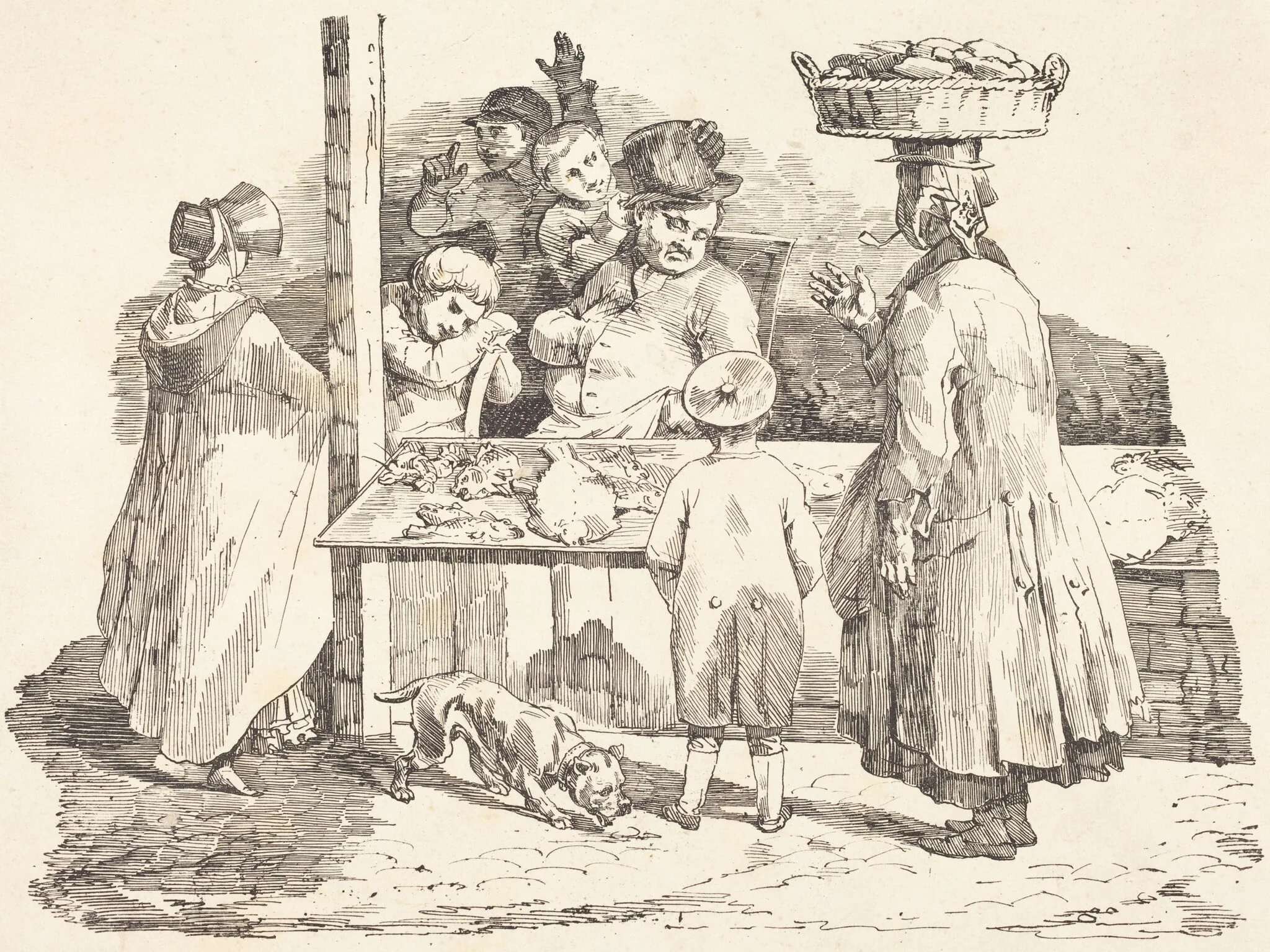 The Dozing Fishmonger (Le marchand de poissons endormie), by Théodore Géricault, ink, 1820