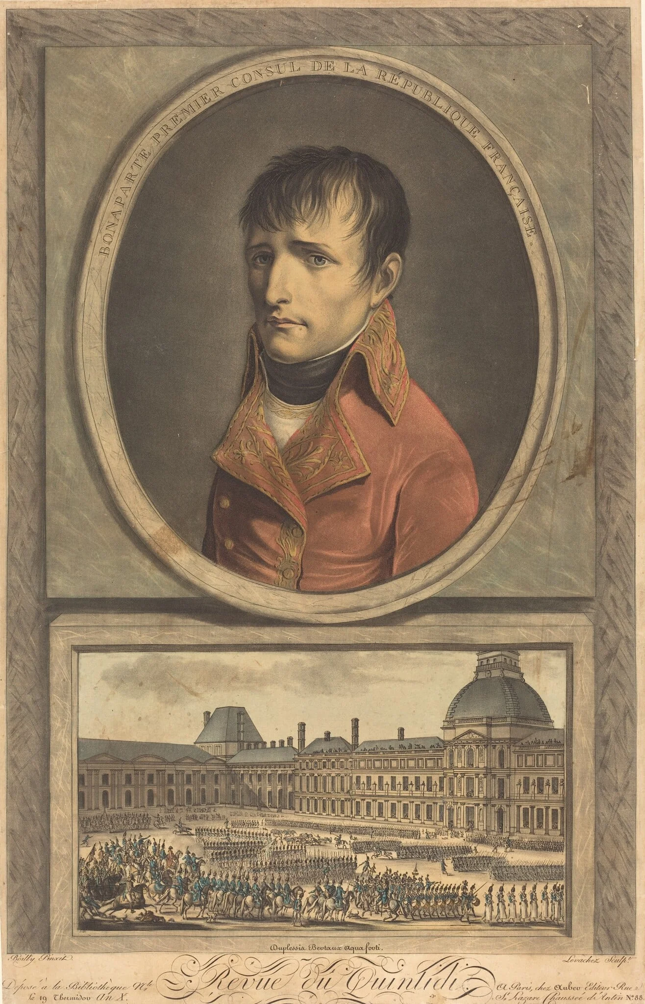 Bonaparte Premier Consul de la Republique Française, by Charles Francois Gabriel Levachez, ink, 1802