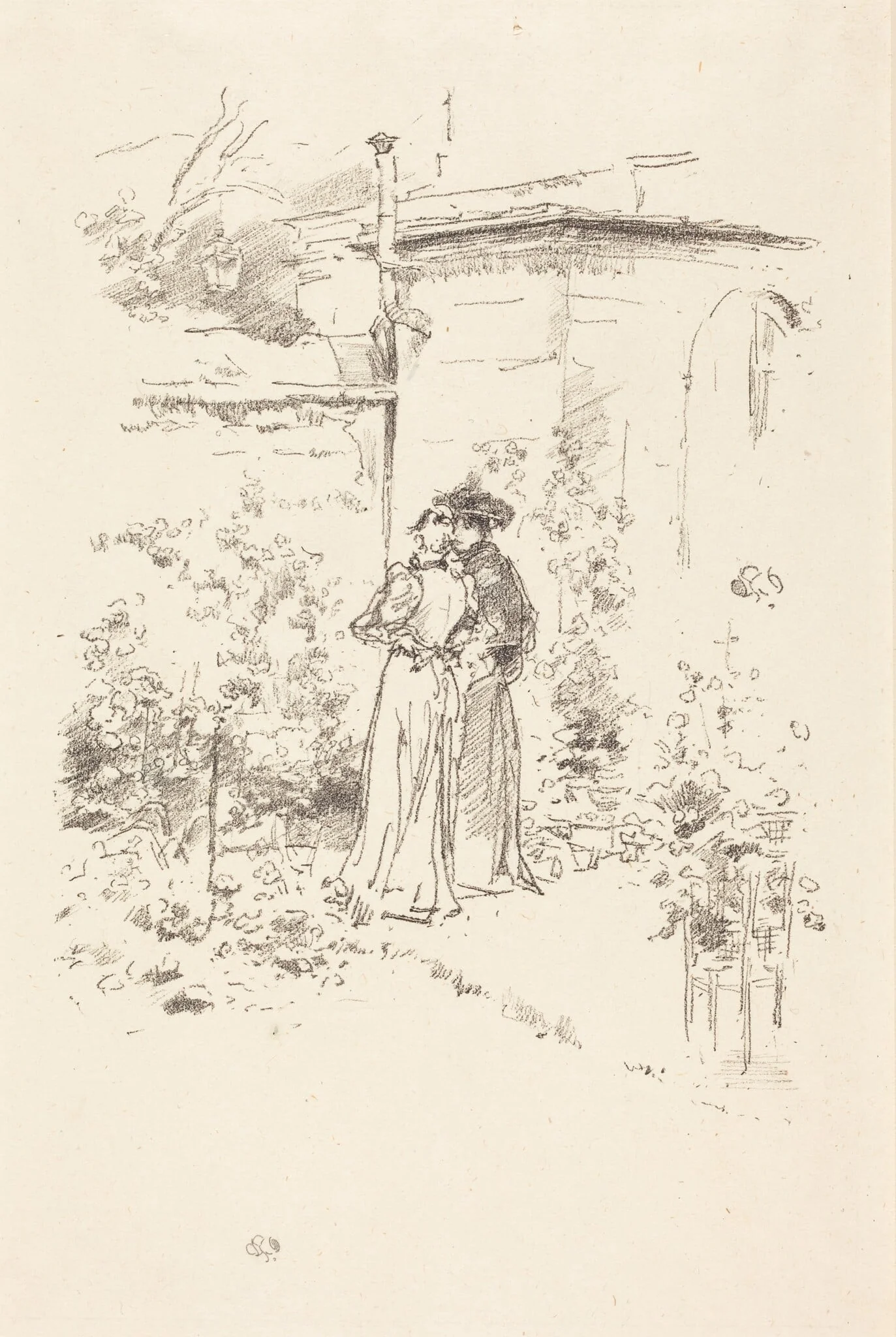 Confidences in the Garden, by James McNeill Whistler, ink, 1894