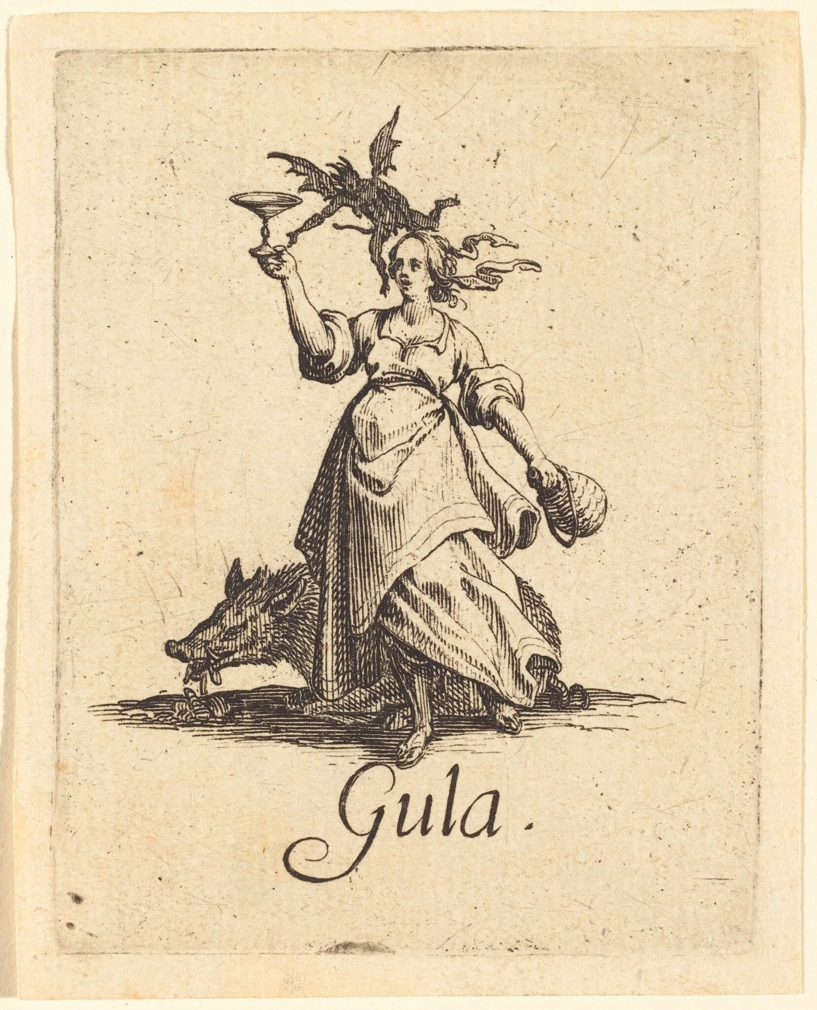 Gluttony, by Jacques Callot, ink, 1621