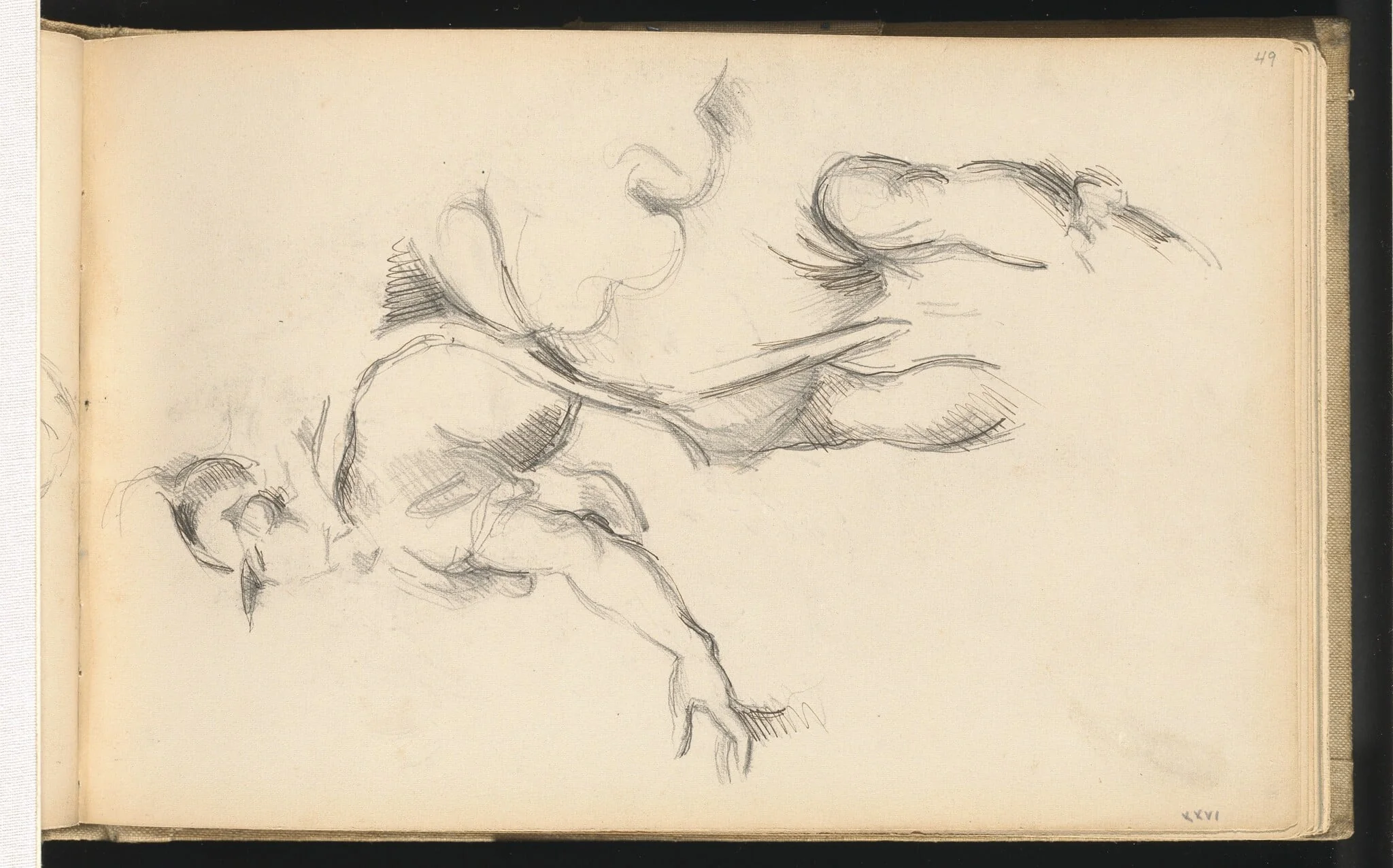 Study of the Allegorical Figure France in Rubens' "The Exchange of the Two Princesses", by Paul Cezanne, ink, 1884