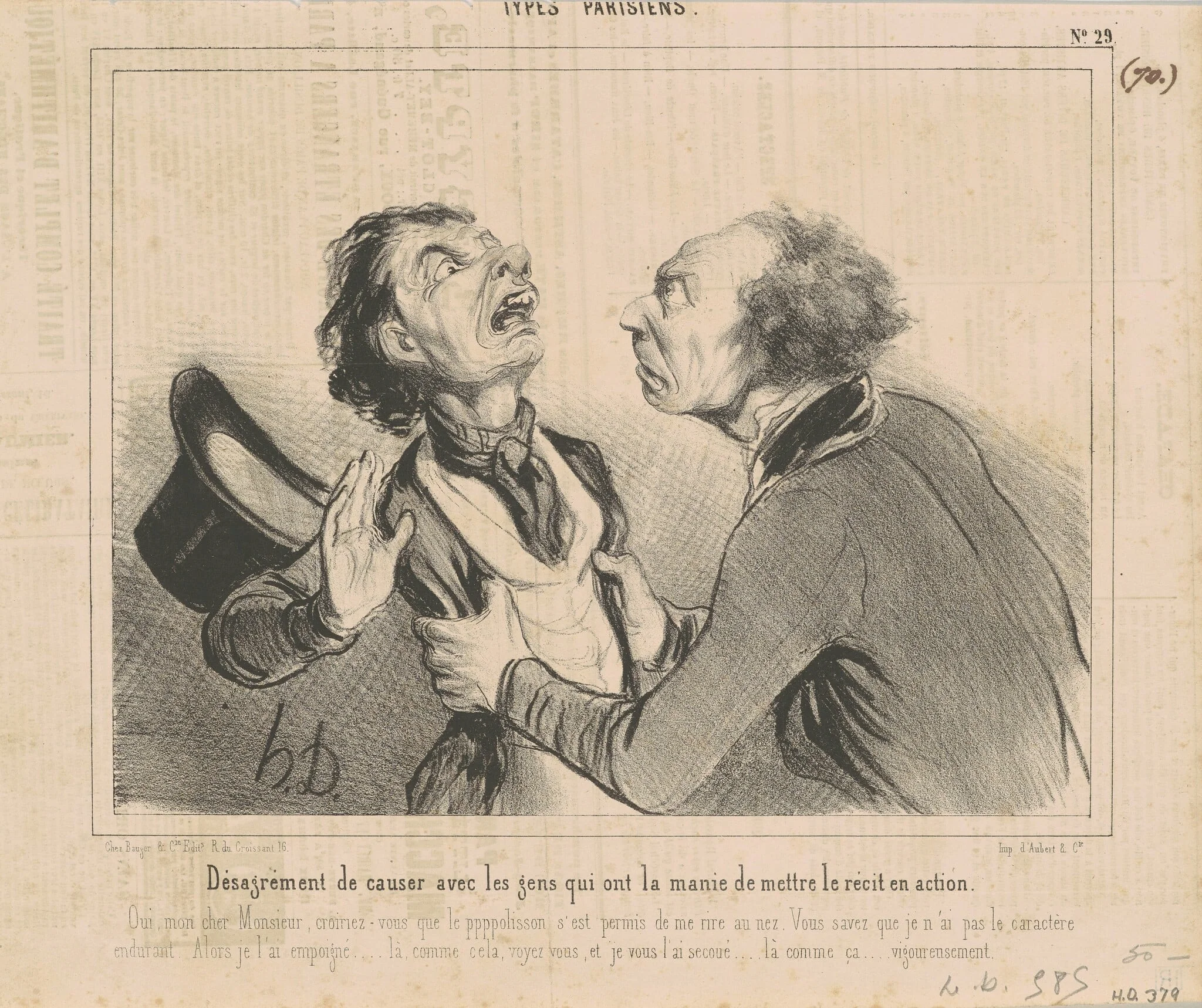 Désagrément de causer avec les gens..., by Honoré Daumier, ink, 1840