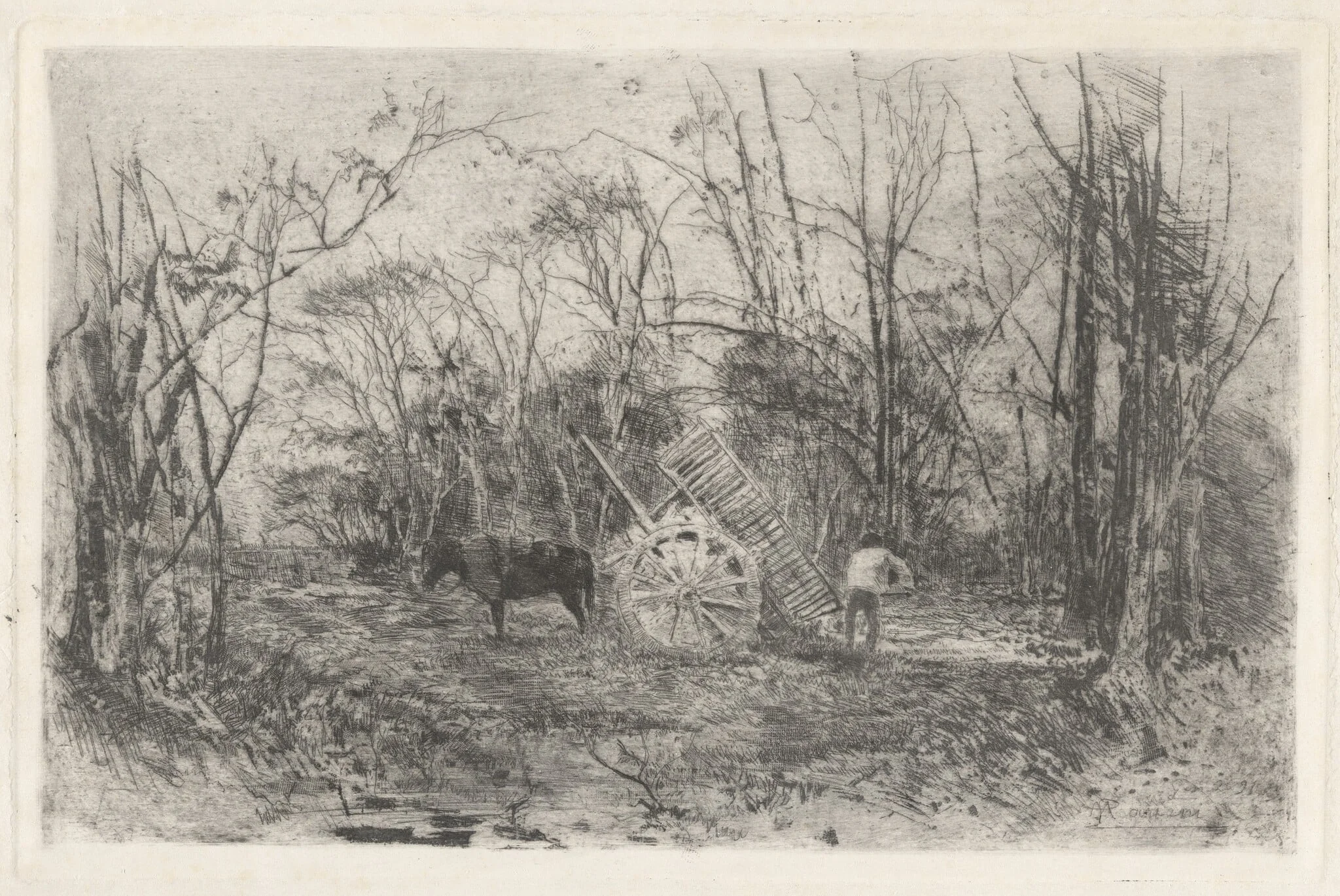 Workers in the Countryside, by Pompeo Mariani, ink, 1891
