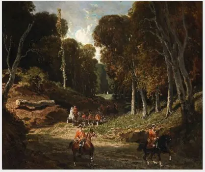 A Rider in Red Coats in a Forest