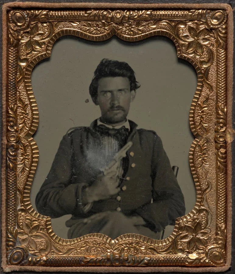 Ohio Civil War soldier Hanson J. Cochran with Colt revolver, by Unknown, 1864