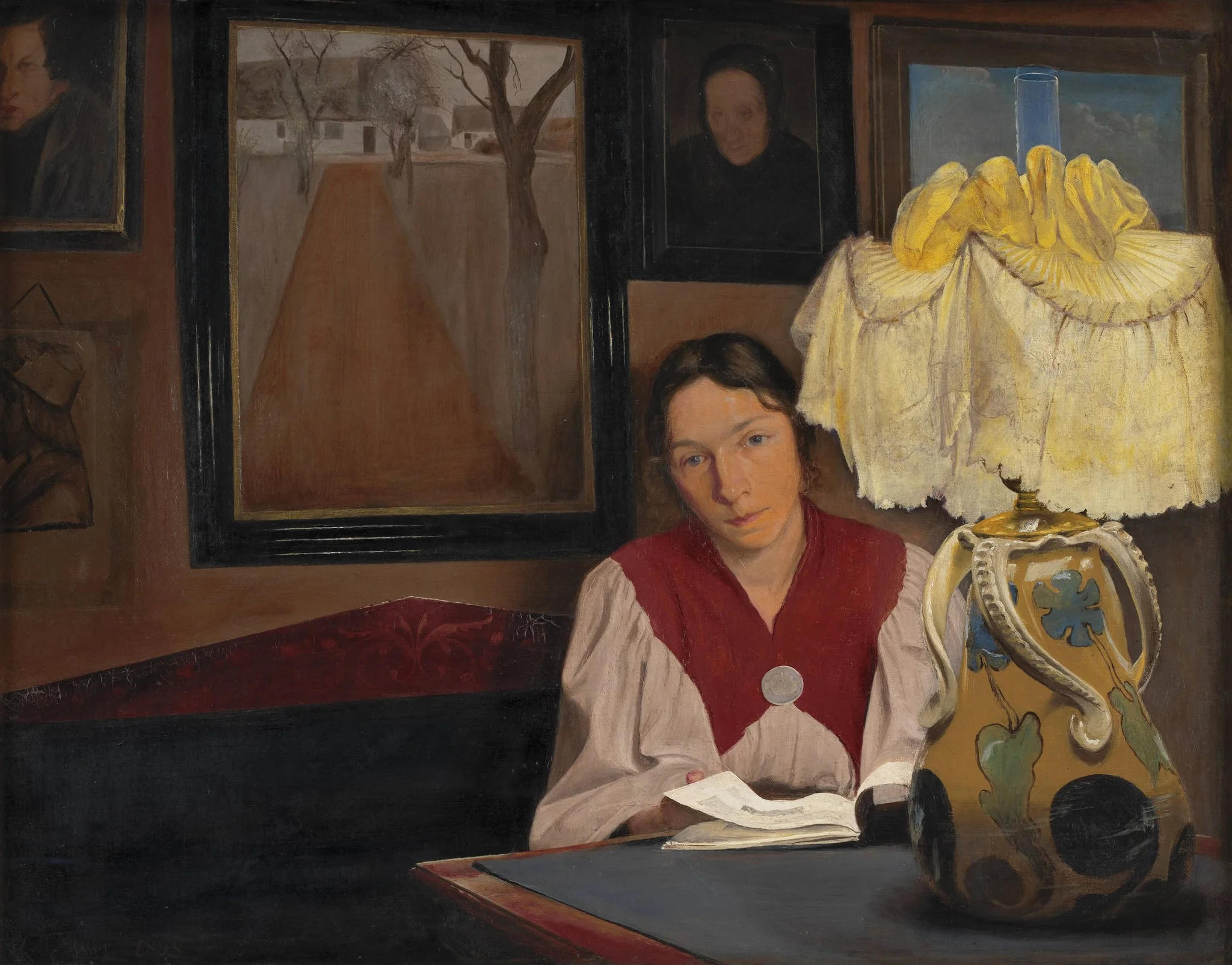 The Artist's Wife by Lamplight, by Unknown, 1898