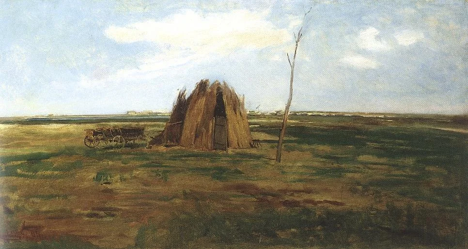 Landscape, by Gyula Aggházy, oil, 1890