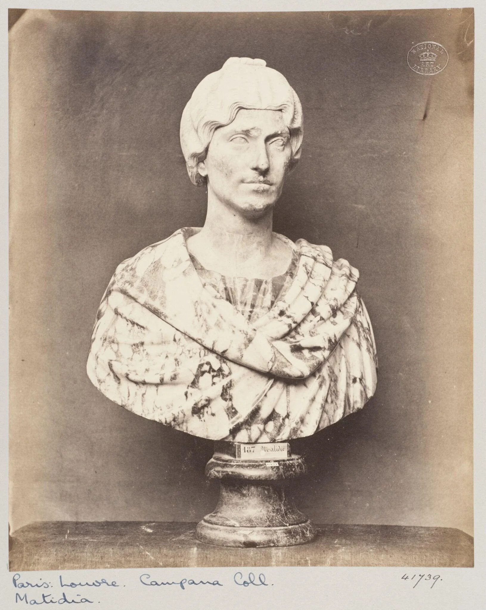 Marble bust of Matidie, by Louise Laffon, photographic, 1864