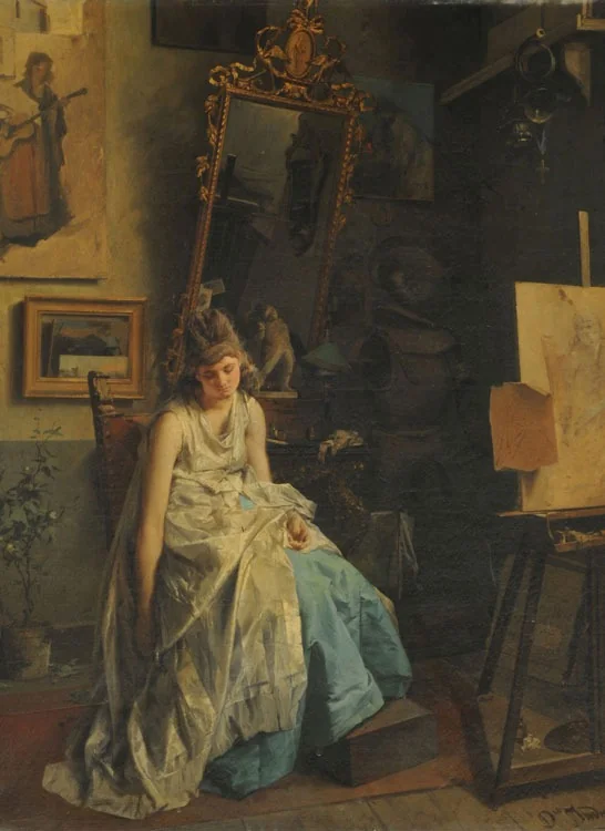 The model, by Domenico Induno, oil, 1872
