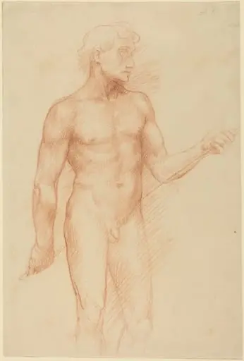 Study of a Man's Figure, Holding Rod behind Back