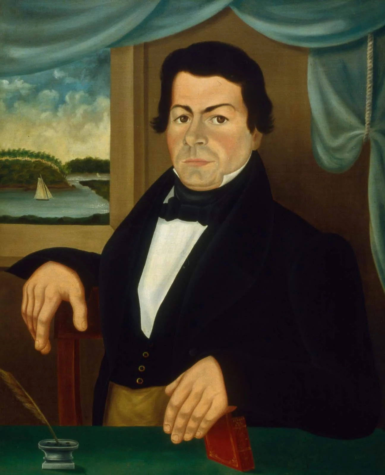 Newport Sea Captain at Green Desk, by Unknown, oil, 1840