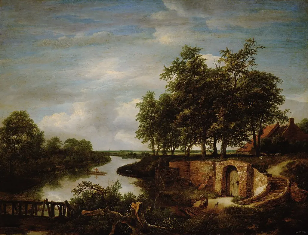 Landscape with river and cellar entrance