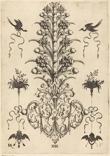 Hyacinth-Shaped Brooch with Birds at Top and Devil's- and Angel's-Head at Bottom