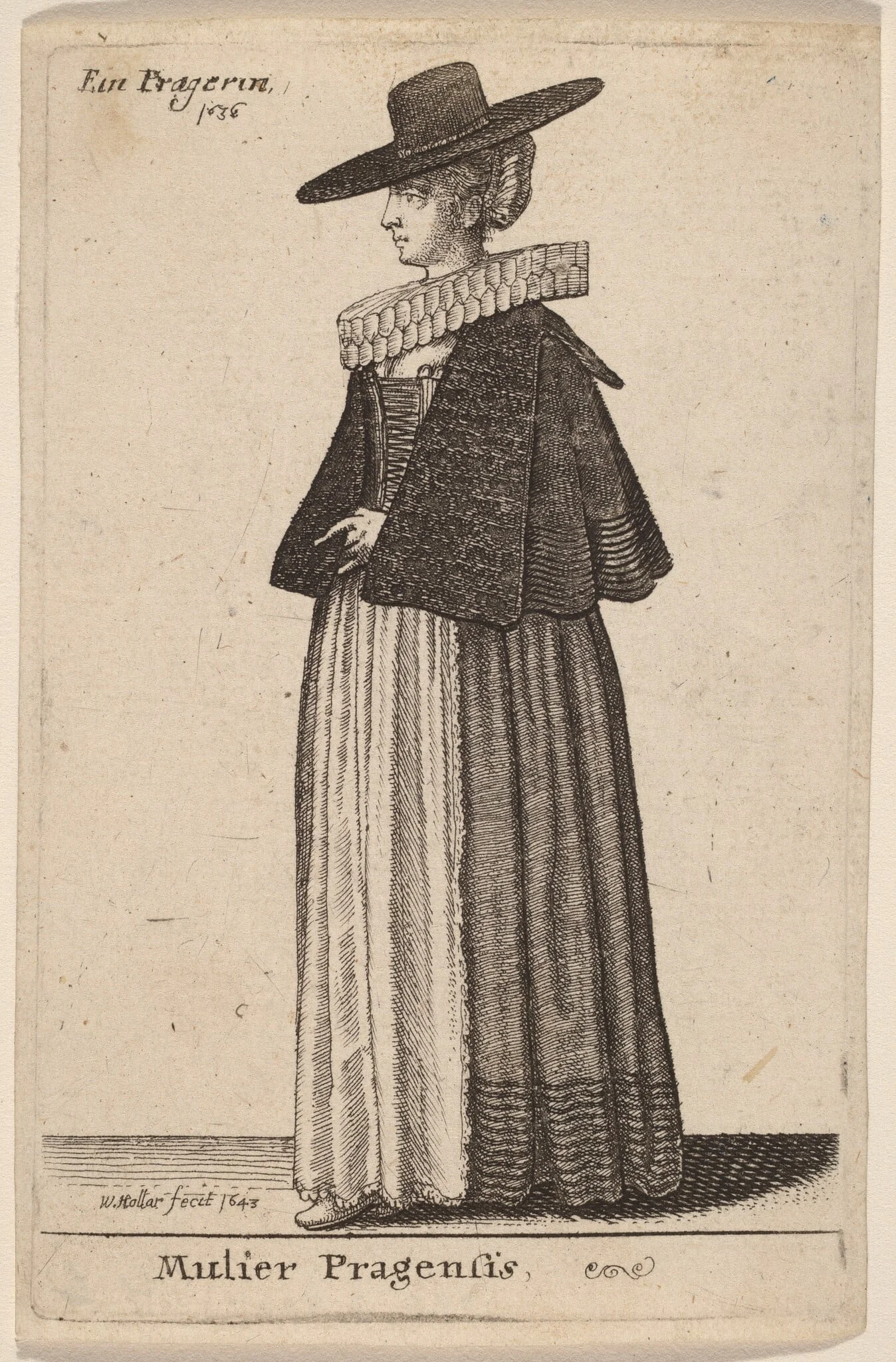 Mulier Pragensis, by Wenceslaus Hollar, ink, 1643