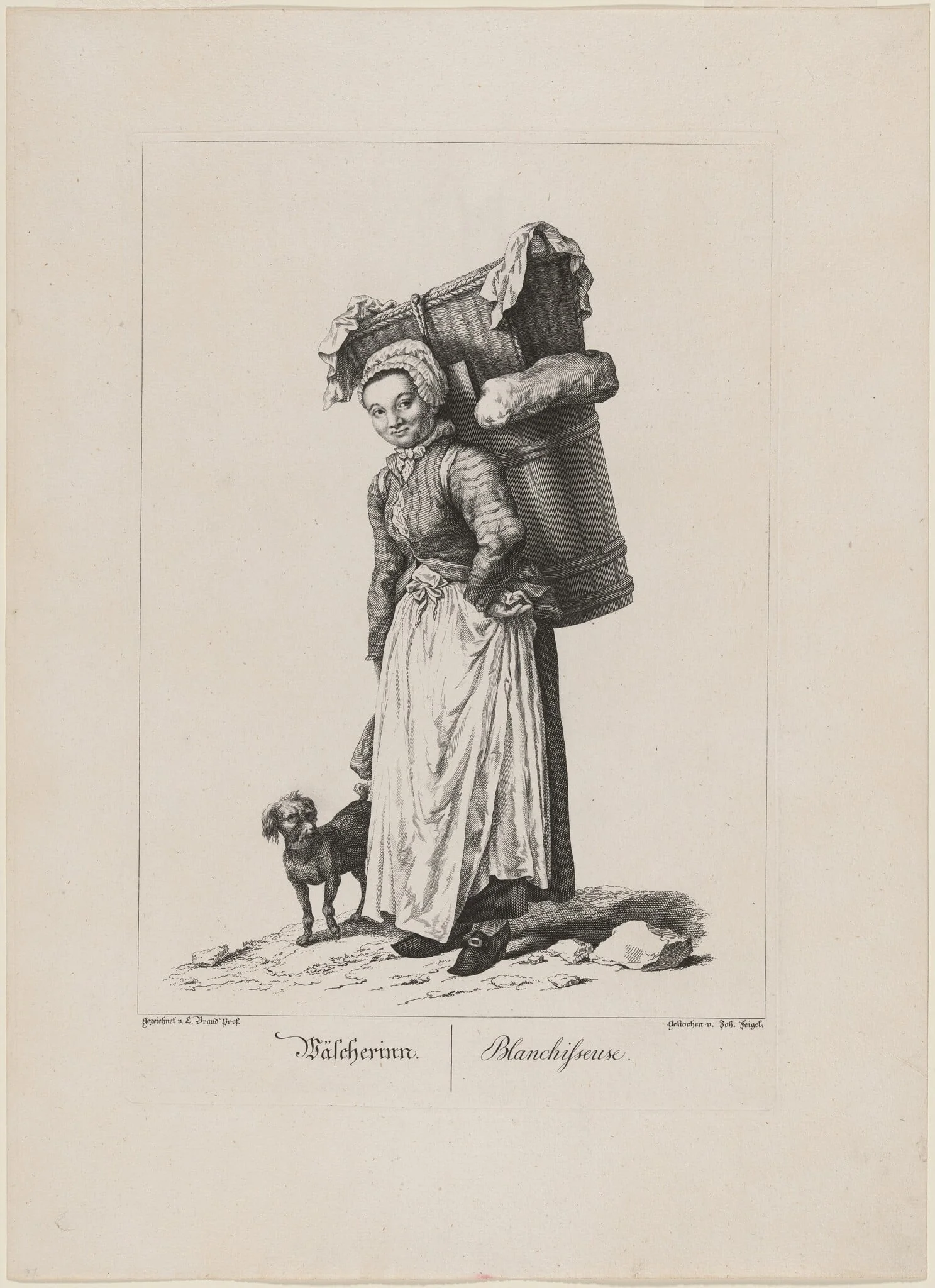 Wäscherinn (Laundress), by Johann Feigel, ink, 1775