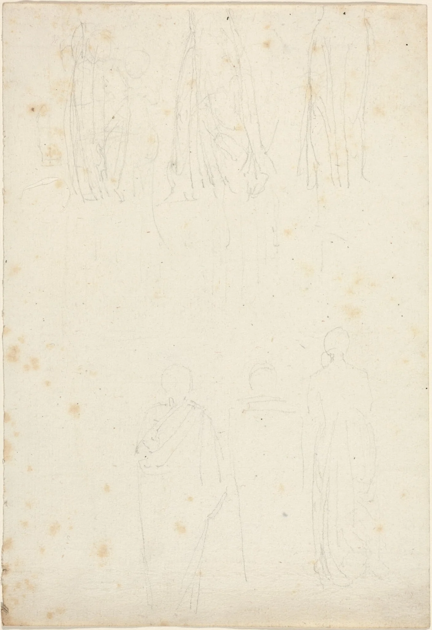 Sheet of Studies of Cloaked Figures, by John Flaxman, graphite, 1790